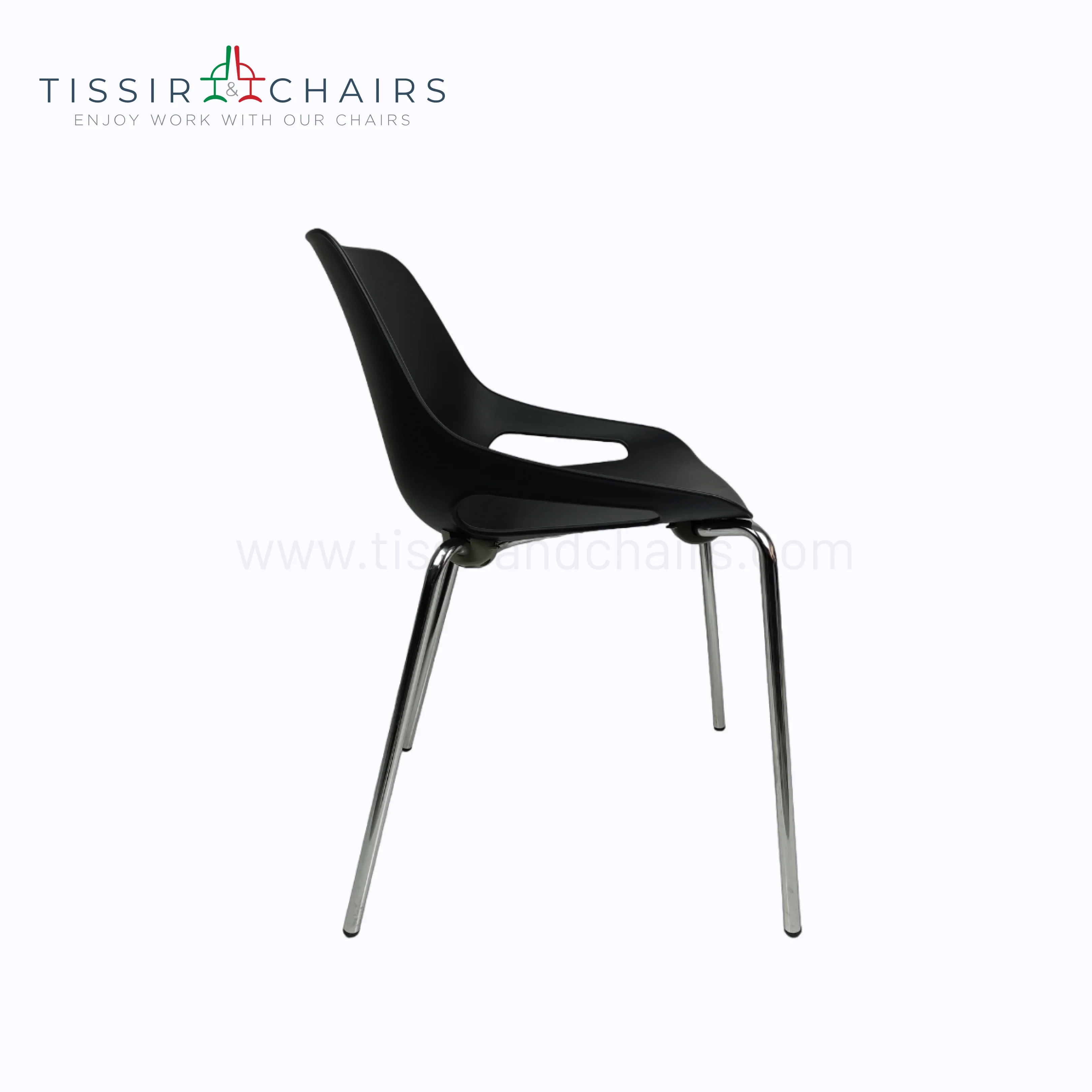 Chaise Q5 en 4 pieds métal chromé - Assise polypropylène